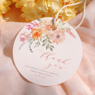 Étiquettes Cadeau Remerciements pour Baby Shower Floral Printanier R
