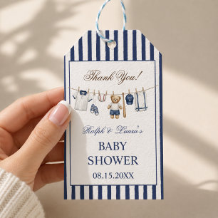 Étiquettes-cadeau Remerciements pour Baby Shower Ours de Baseball