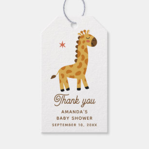 Étiquettes-cadeau Remerciements pour Baby Shower Safari Girafe Bébé 