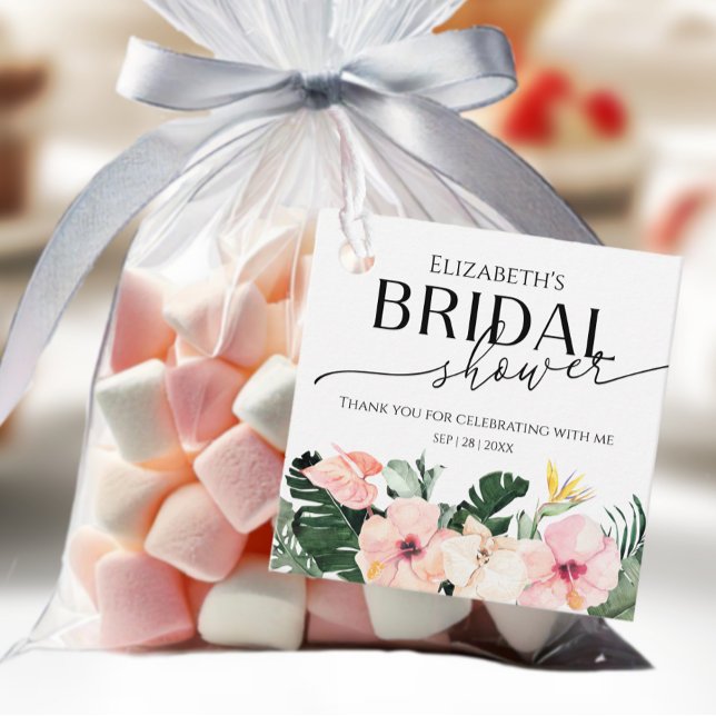 Étiquettes Cadeau Remerciements pour Baby Shower Tropical Hibiscus P (Créateur téléchargé)
