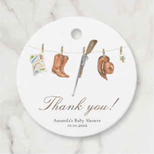 Étiquettes Cadeau Remerciements pour Baby Shower Watercolor Hunter