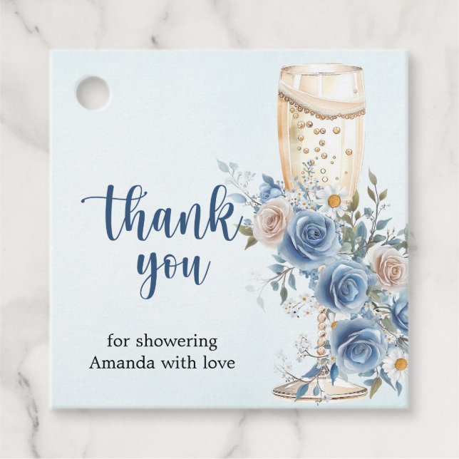 Étiquettes Cadeau Remerciements pour la Baby Shower "Something Blue" (Devant)