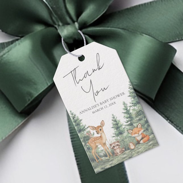 Étiquettes-cadeau Remerciements pour la Baby Shower sur le thème de  (Woodland Forest Baby Shower Thank You Gift Tags)