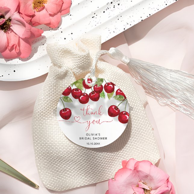 Étiquettes Cadeau Remerciements pour une Baby Shower Cerise (Créateur téléchargé)