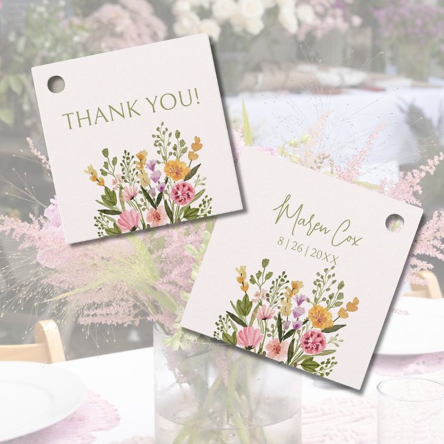 Étiquettes Cadeau Remerciements pour une Baby Shower de mariage Fleu (Watercolor Flowers Bridal Shower Thank You Favor Tags)