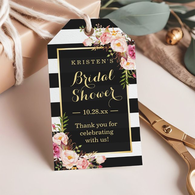 Étiquettes-cadeau Remerciements pour une douche de mariée - Fleurs r (Créateur téléchargé)