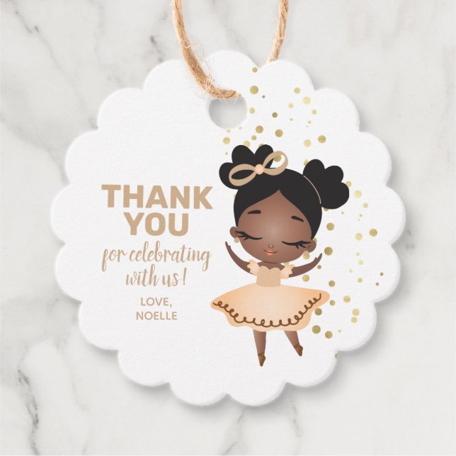 Étiquettes Cadeau Remerciements! Princesse Ballerina avec Bow Annive (Devant)