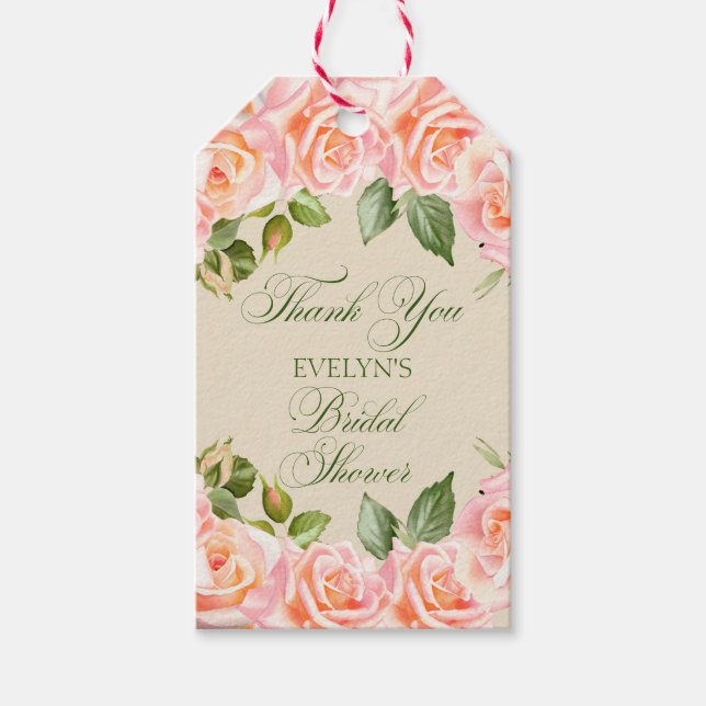 Étiquettes-cadeau Remerciements Roses Aquarelle Enterrement de Vie d (Devant)