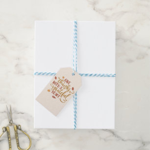 Étiquettes-cadeau Remerciez-vous de la typographie du coeur gracieus