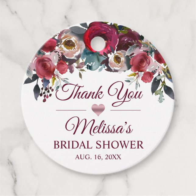 Étiquettes Cadeau REMIERCEMENT Fleurs Aquarelle Bouquet de mariage b (Devant)