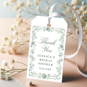 Étiquettes-cadeau Renaissance Orné Vert Sauge Floral Baignade de Mar