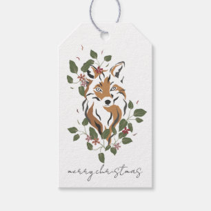 Étiquettes-cadeau Renard de la forêt de bois à l'aquarelle Branches