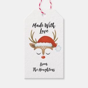 Étiquettes-cadeau Renard De Noël Personnalisé Fabriqué Avec Amour