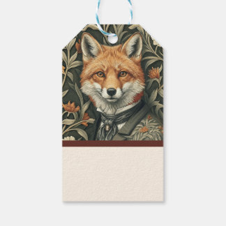 Étiquettes-cadeau Renard Gentleman en Tenue de Soirée Bois Vintage