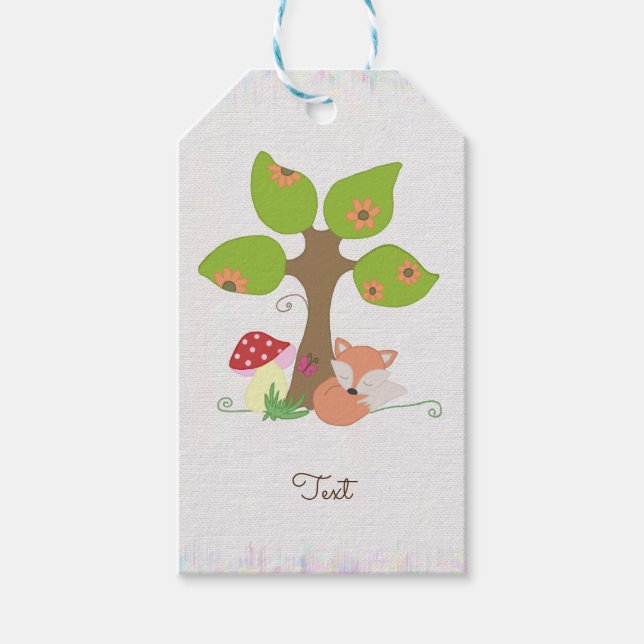 Étiquettes-cadeau renard sous l'arbre (Devant)