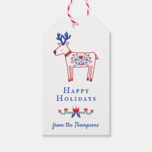 Étiquettes-cadeau Renne floral bonnes fêtes