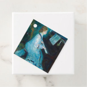 Étiquettes Cadeau Renoir femme à l'impressionniste Vintage de piano