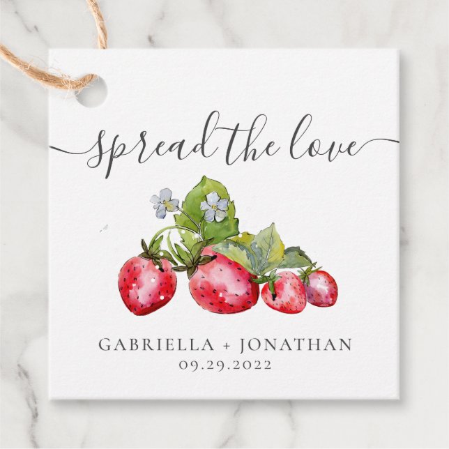 Étiquettes Cadeau Répandre Rustique L'Amour Fraise papier Kraft (Devant)