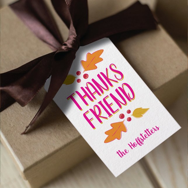 Étiquettes-cadeau Repas de Friendsgiving | Rose et Or (Créateur téléchargé)