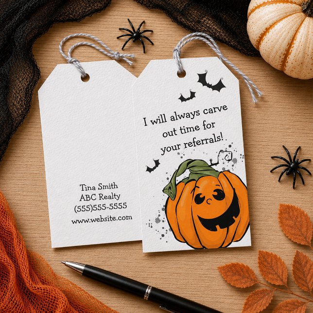 Étiquettes-cadeau Réservez du Temps pour Vos Recommandations Hallowe (Carve out Time for Your Referrals Personalized Pop By Tag)
