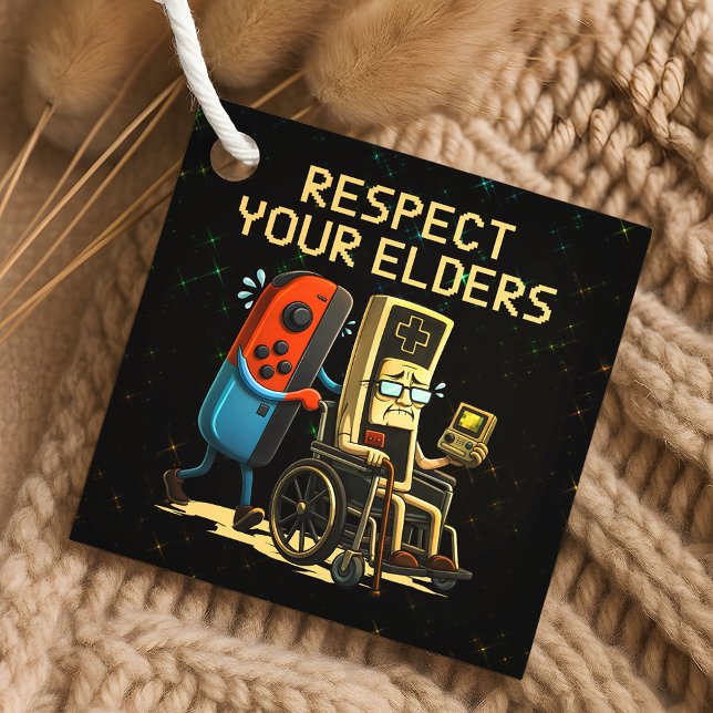 Étiquettes Cadeau Respect Your Elders Gaming Control Retro Funny (Créateur téléchargé)