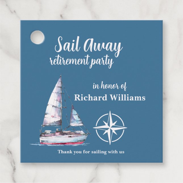 Étiquettes Cadeau Retirement Party Sail Away Nautical Theme (Devant)