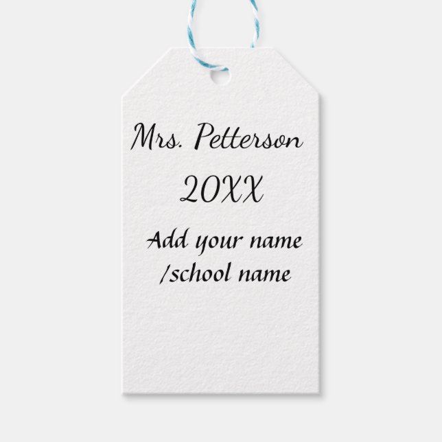 Étiquettes-cadeau Retour à l'école ajouter nom de l'enseignant année (Devant)