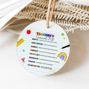 Étiquettes Cadeau Retour à l'école Trousse de survie de l'enseignant