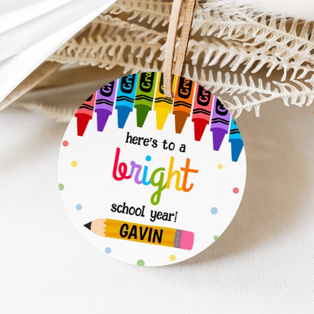 Étiquettes Cadeau Retourner à l'école brillante année ronde (School Supplies Bright School Year Round Favor Tags)