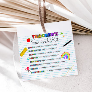 Étiquettes Cadeau Retourner à l'école Carré de trousse de survie de