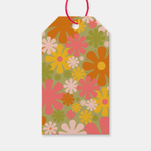 Étiquettes-cadeau Retro 60s les années 70 esthétique motif floral