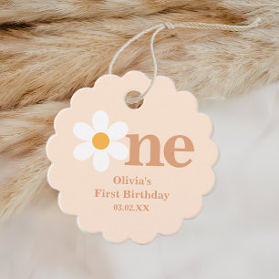 Étiquettes Cadeau Retro Bohemian One Daisy Premier Anniversaire