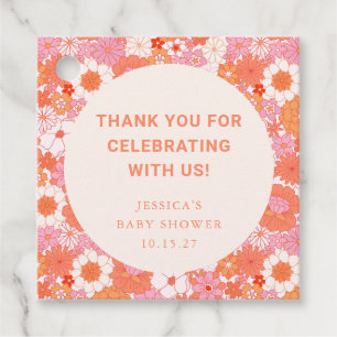 Étiquettes Cadeau Retro Boho rose Floral Baby shower personnalisé Me