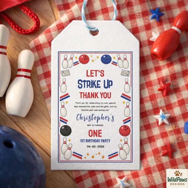 Étiquettes-cadeau Retro Bowling 1st Birthday – Fun Kids (Retro Bowling 1st Birthday – Fun Kids Gift Tags
)