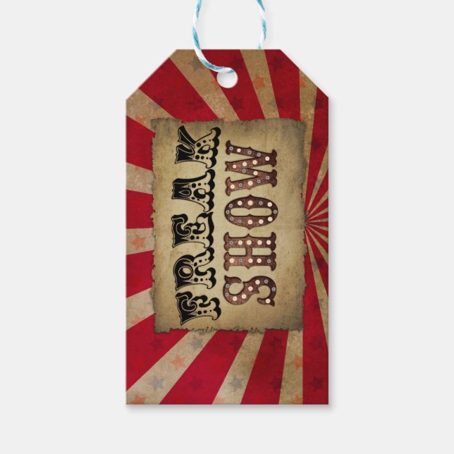 Étiquettes-cadeau Retro Circus Poster FreShow (Devant)