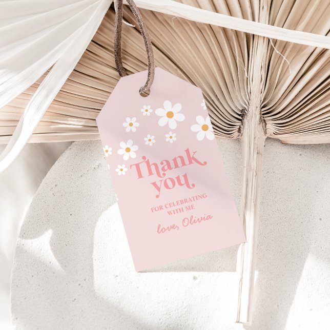 Étiquettes-cadeau Retro Daisy Rose boho merci cadeau (Créateur téléchargé)