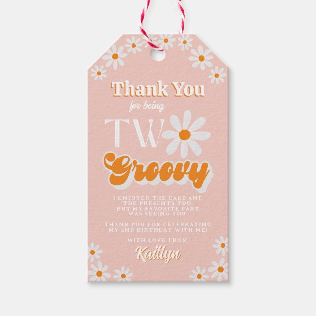 Étiquettes-cadeau Retro Deux Super filles 2e anniversaire (Devant)