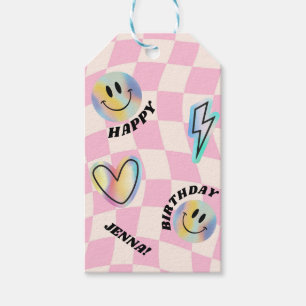 Étiquettes-cadeau Retro Emoji Souriez Anniversaire Pour Les Filles