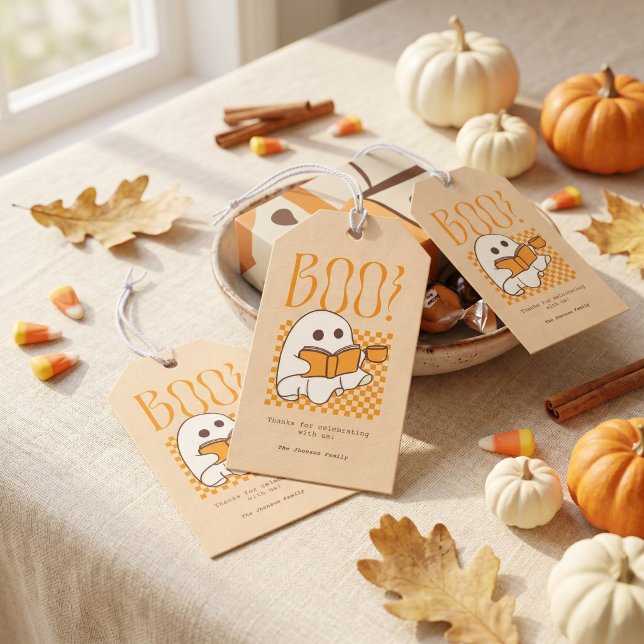 Étiquettes-cadeau Rétro Fantôme Mignon Halloween (Créateur téléchargé)
