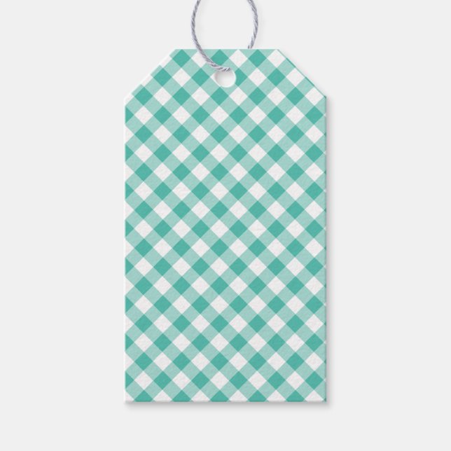Étiquettes-cadeau Retro Gingham Vert de Bluegrass (Devant)