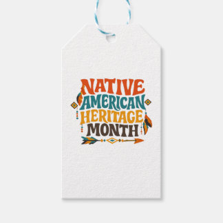 Étiquettes-cadeau Retro Groovy Native American Heritage Month