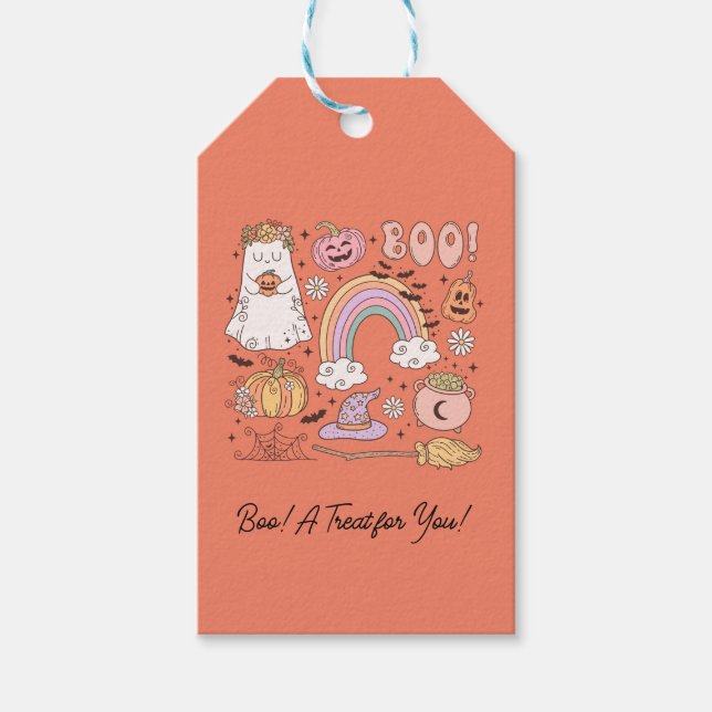 Étiquettes-cadeau Retro Halloween Boo! Un cadeau pour vous !  (Devant)