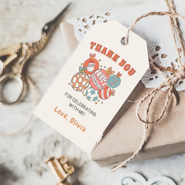 Étiquettes-cadeau Retro hiver Père Noël Noël fête d'anniversaire (Créateur téléchargé)