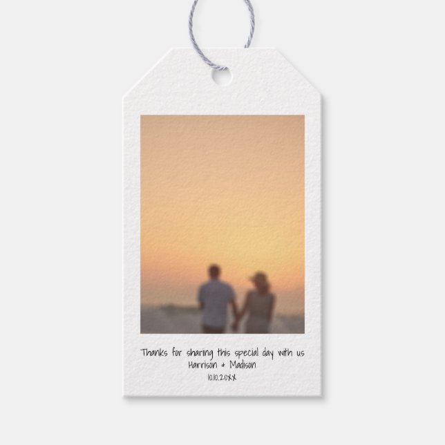 Étiquettes-cadeau Retro instantanée noms photo personnalisés mariage (Devant)