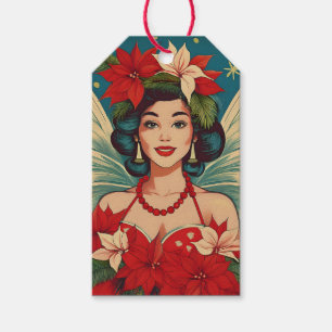 Étiquettes-cadeau Retro les années 50 Tropical Christmas Pin-Up Beau