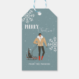 Étiquettes-cadeau Retro Mi-Siècle moderne Noël vacances