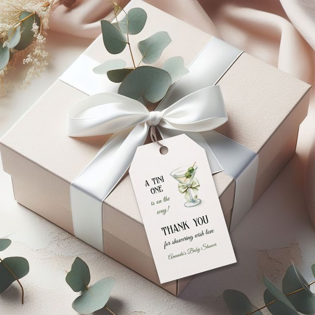 Étiquettes-cadeau Retro Minimalist A Tini One Martini Baby Shower (Créateur téléchargé)