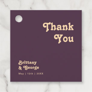 Étiquettes Cadeau Rétro moderne   Tags favoris Merci violet foncé