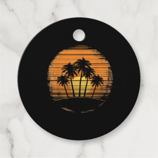 Étiquettes Cadeau Retro Palm Tree Sunset Summer Beach Vintage Tropic