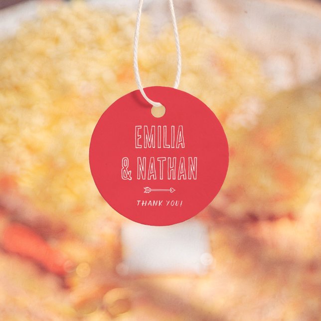 Étiquettes Cadeau Retro Quirky Hand Drawn Cupid Wedding Thank You (Créateur téléchargé)